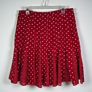 Robbie Bee Petite Skirt Red White Polka Dot Pleated Knee Length Lined Woman 10P